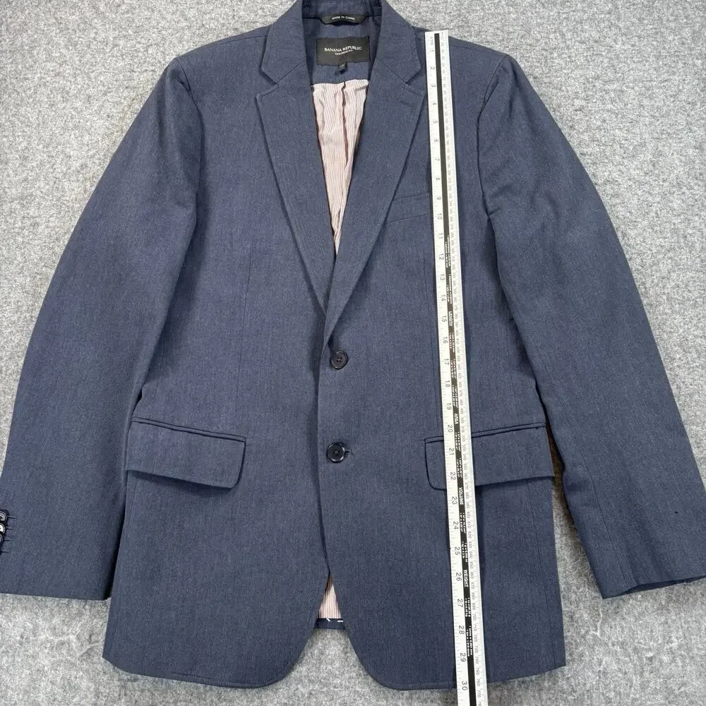 Banana Republic Mens 38R Tailored Fit Navy Blue Herringbone Cotton Blazer Jacket